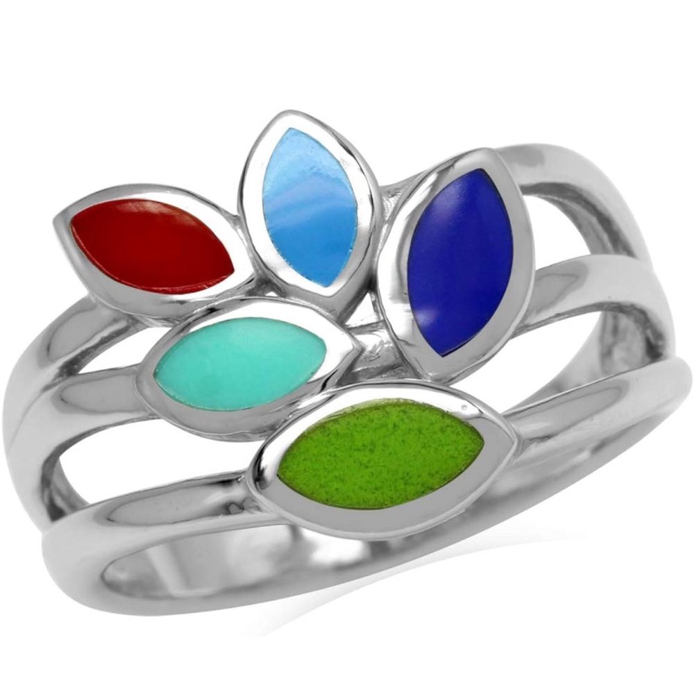 Multi genuine stone 925 ring